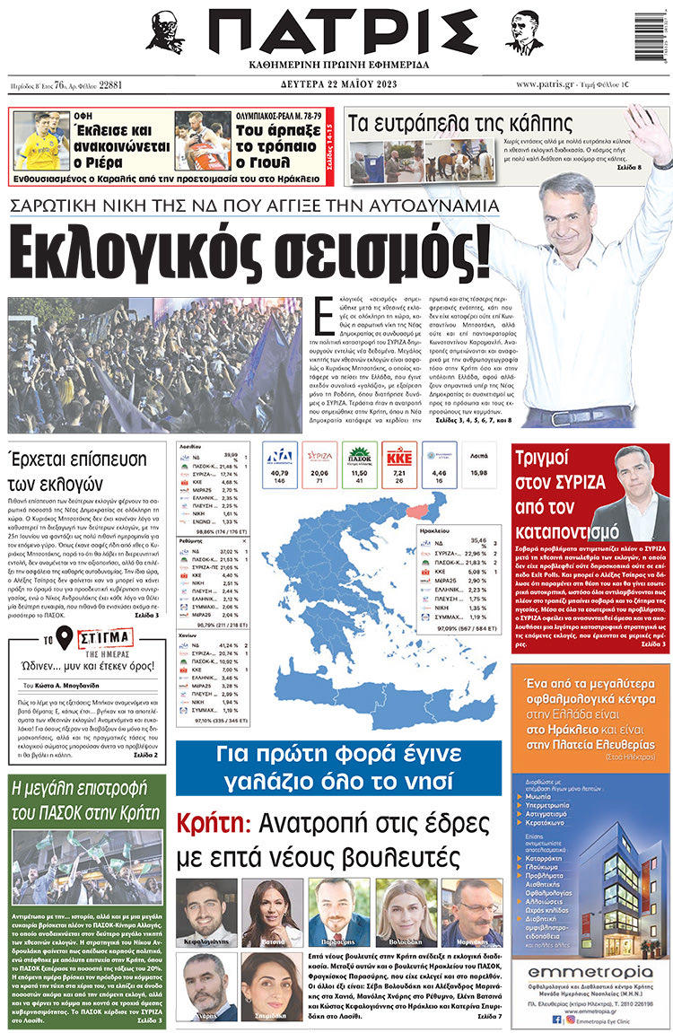 πρωτοσέλιδο 22-05-2023
