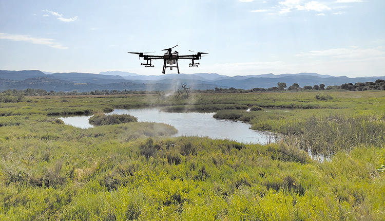 ψεκασμός με drone για κουνούπια