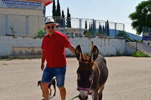 Ο κ. Αριστείδης Τσιρίκος, έφτασε στο εκλογικό τμήμα έχοντας για παρέα τον αγαπημένο του γαϊδαράκο!