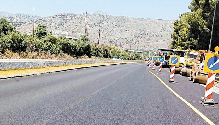 ασφαλτόστρωση στον κόμβο Γαζίου