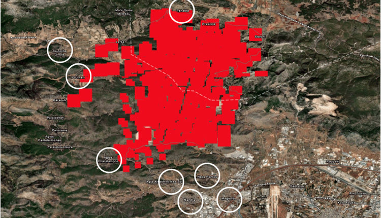 Χάρτης της NASA για την καταστροφή στα Δερβενοχώρια