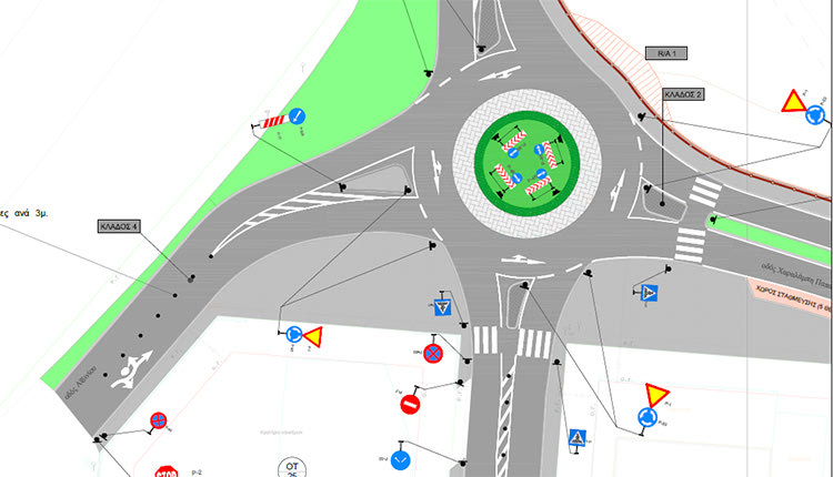 Κόμβος κυκλικής κίνησης προβλέπεται στη θέση του υφιστάμενου κόμβου μεταξύ των οδών Αϊδινίου Κρασαδάκη-Παπαδάκη