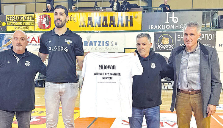   Οι παράγοντες του ΟΦΗ Μάνος και Ηρακλής Σφακιανάκης ευχήθηκαν στον Ντράσκοβιτς   γρήγορη επιστροφή στα γήπεδα παρουσία και του προέδρου της Αναγέννησης κ. Μαραγκάκη