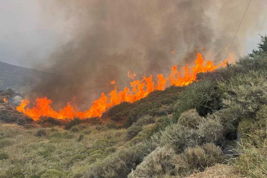 Φωτιά στο χωριό Κάτω Μετόχι στο οροπέδιο Λασιθίου από το Μεσημέρι- Σε εξέλιξη η επιχείρηση κατάσβεσης