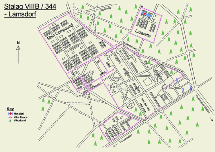 Σχεδιάγραμμα  στρατοπέδου  εργασίας  Lamsdorf  (Stalag VIII B)   