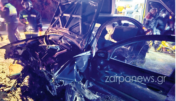 Σε άμορφη μάζα σιδηρικών μετατράπηκε το αυτοκίνητο που επέβαινε το ζευγάρι