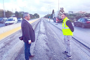 Από τις εργασίες ασφαλτόστρωσης στον Βόρειο Οδικό Άξονα Κρήτης