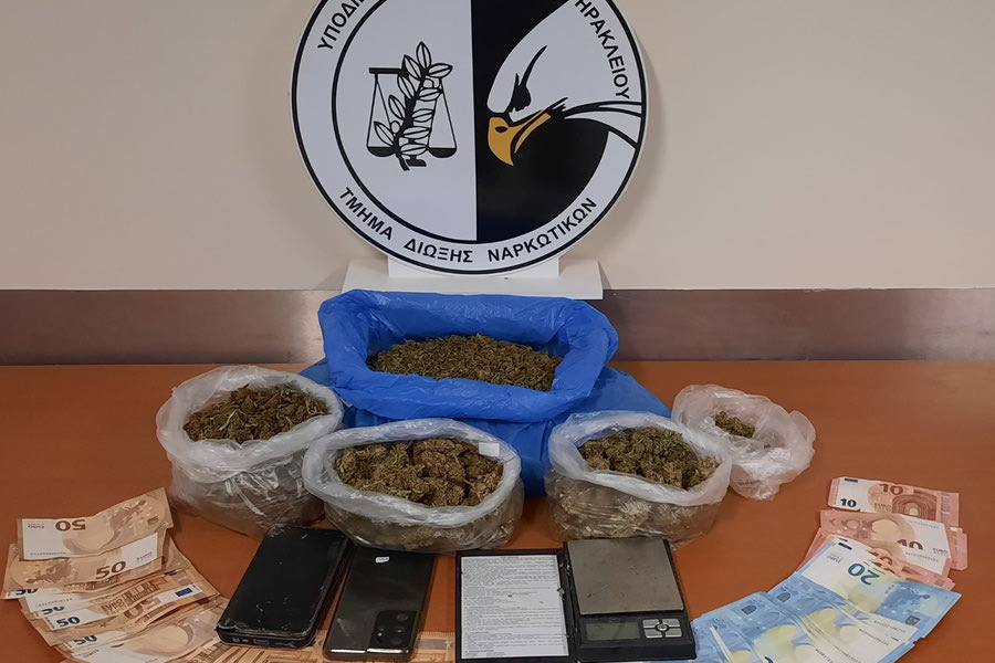 Ηράκλειο: Τρεις συλλήψεις για ένα κιλό κάνναβης