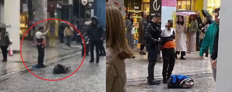 Η στιγμή της σύλληψης του δράστη που μαχαίρωσε την 22χρονη στην Ερμού
