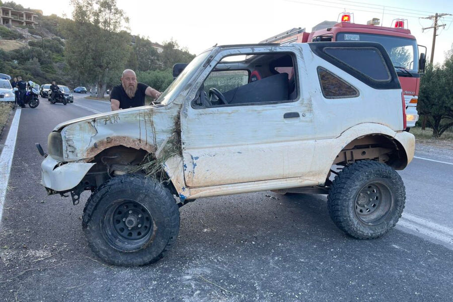 Άγιο είχε ο οδηγός: Το τζιπ τούμπαρε… στο αντίθετο ρεύμα!