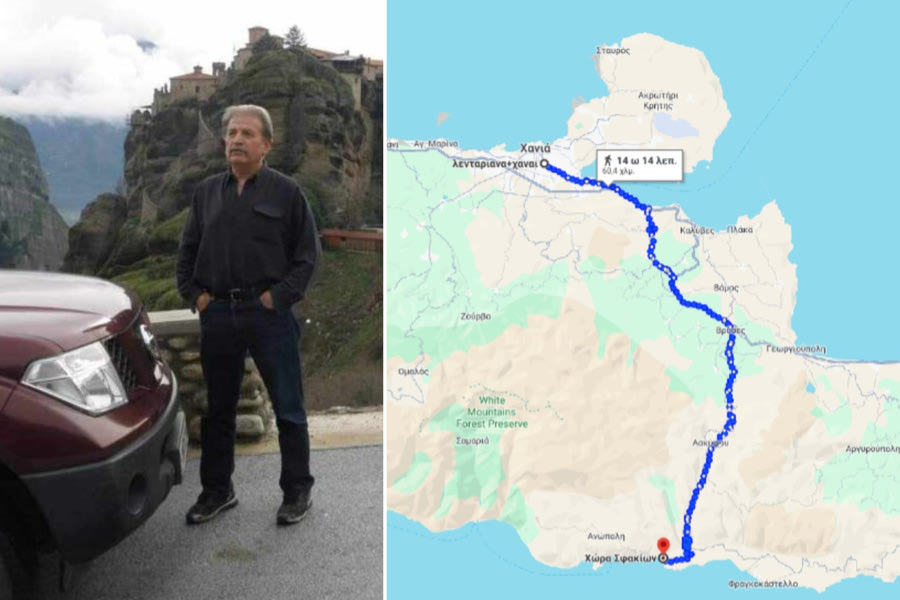Διέσχισε κάθετα την Κρήτη με τα πόδια: Έπειτα από 19 ώρες έφτασε στα Σφακιά!