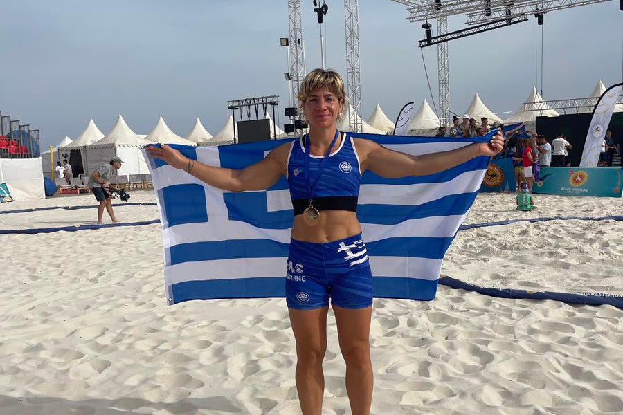 Πάλη στην άμμο: Χάλκινη η Ανδρούτσου του Μίνωα στο Παγκόσμιο