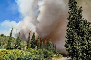 Μεγάλη φωτιά στην Εύβοια κοντά σε σπίτια