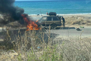 Ρέθυμνο: Στις φλόγες τυλίχθηκε όχημα στην Εθνική Οδό