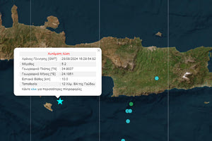 Iσχυρός σεισμός 5.2 ρίχτερ Βορειοανατολικά της Γαύδου!