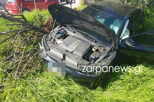 Τροχαίο στα Χανιά: Αυτοκίνητο έπεσε σε χωράφι