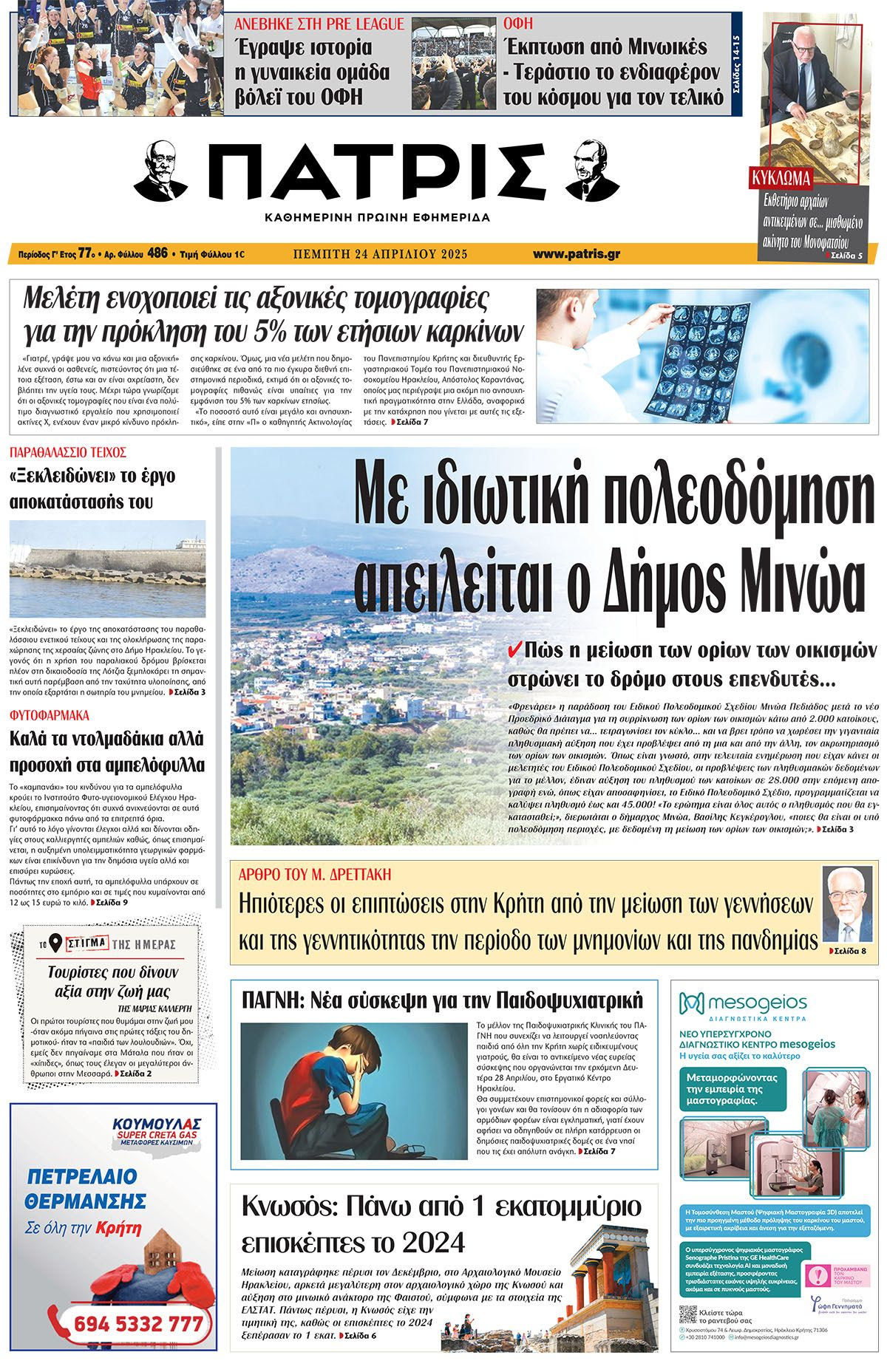 Πρωτοσέλιδο 24/4/2025