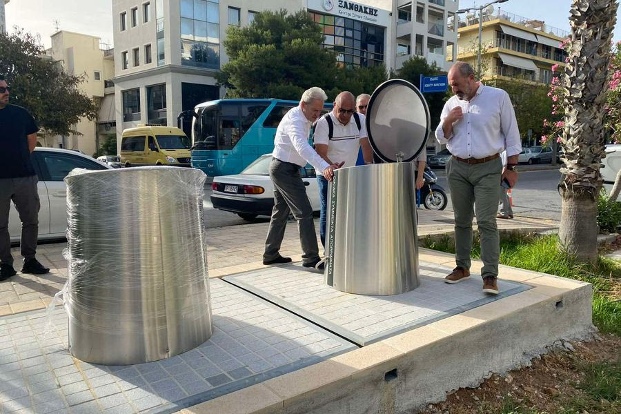 Συνεχίζεται η τοποθέτηση υπόγειων κάδων απορριμμάτων και στο κέντρο του Ηρακλείου