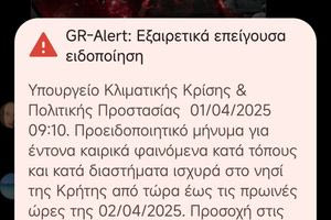 Κακοκαιρία στην Κρήτη – Μήνυμα από το 112