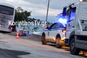 Καθίζηση στην Παλαιά Εθνική Κορίνθου-Πατρών την ώρα που περνούσε το ΚΤΕΛ – Δείτε φωτογραφία