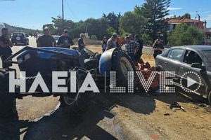 Κυλλήνη: Σοβαρό τροχαίο με τρεις τραυματίες – Σύγκρουση πολυτελούς αυτοκινήτου με τρακτέρ