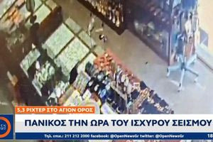 Η στιγμή που τα 5,3 Ρίχτερ «ταρακουνούν» το Άγιον Όρος