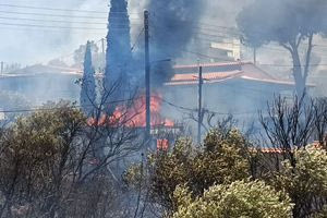 Μεγάλη φωτιά στην Παλαιά Φώκαια: Κάηκαν σπίτια, απομακρύνθηκαν 50 άνθρωποι