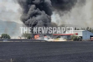 Φωτιά στον Αλμυρό: Απειλούνται εγκαταστάσεις επιχείρησης