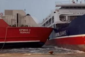 Ηγουμενίτσα: Έσπασαν οι κάβοι και συγκρούστηκαν δύο πλοία στο λιμάνι (video)