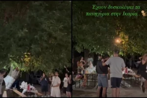 Η τρέλα πάει στην Ικαρία: Νεαρός έπεσε σαν Ταρζάν από την κορυφή δέντρου και έσυρε τον χορό (vid)