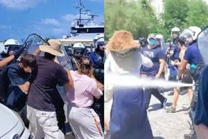 Ένταση και επέμβαση με χημικά στο λιμάνι Ηρακλείου κατά τη διαμαρτυρία για το ισραηλινό κρουαζιερόπλοιο- BINTEO