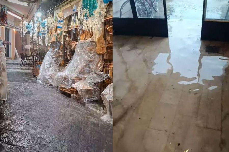 Άνοιξαν οι ουρανοί στην Κέρκυρα – Ποτάμια οι δρόμοι, διακοπές ρεύματος και πτώσεις δέντρων