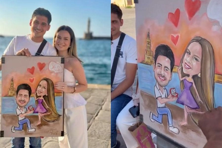 Μια ξεχωριστή πρόταση γάμου που γράφτηκε με χρώματα στα Χανιά (βίντεο)