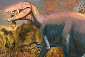 Ανακαλύφθηκε τεράστιος δεινόσαυρος που πέθανε τρώγοντας έναν κροκόδειλο