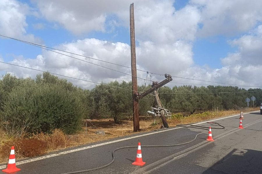 Καστέλι: Κόπηκε στα δύο ο στύλος της ΔΕΗ – Από τύχη δεν υπήρξε τραυματισμός (φωτογραφίες)