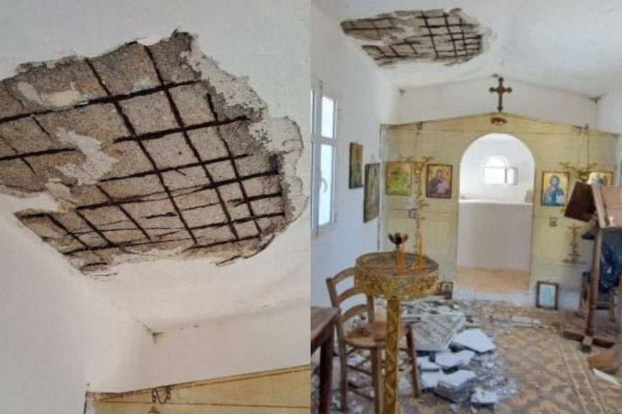 Σοβαρές ζημιές στη νησίδα Θοδωρού – Κατέρρευσε τμήμα στο εκκλησάκι των Αγίων Θεοδώρων