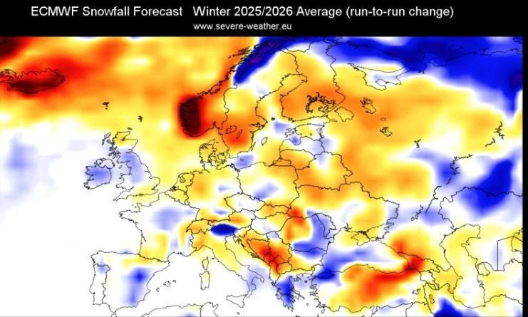 Καιρός: Προβλέψεις χιονόπτωσης για Ευρώπη και Ελλάδα – Τι δείχνει το ECMWF