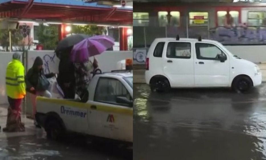 Κακοκαιρία Adel: Μεγάλα προβλήματα στην Αθήνα – Μεταφέρουν κόσμο με καρότσες στον ΗΣΑΠ του Μοσχάτου