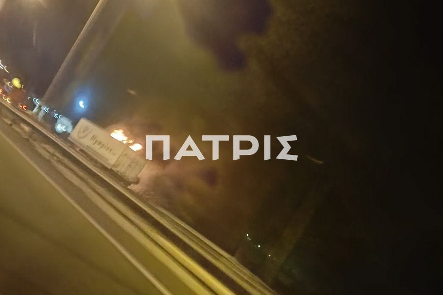 (ΦΩΤΟ) Ηράκλειο: Στις φλόγες φορτηγό στον ΒΟΑΚ