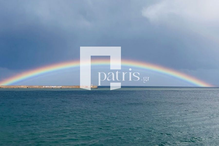 (ΦΩΤΟ) Ένα εντυπωσιακό ουράνιο τόξο στον ουρανό του Ηρακλείου