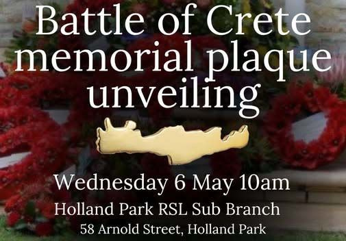 Αποκαλυπτήρια πλάκας στο Κουίνσλαντ αφιερωμένη στη Μάχη της Κρήτης