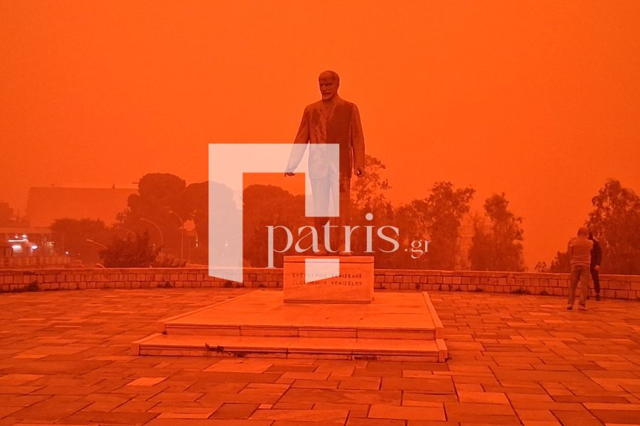 Κόκκινο το Ηράκλειο εξαιτίας της σκόνης-Απόκοσμες εικόνες