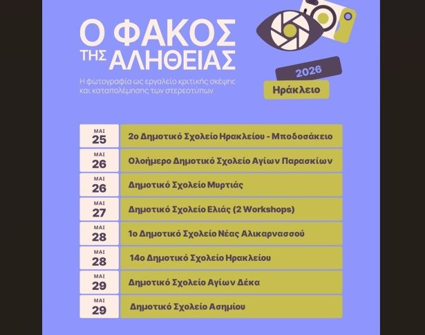 Ξεκινάει ο 2ος κύκλος του προγράμματος «Ο Φακός της Αλήθειας» στα σχολεία της Π.Ε. Ηρακλείου