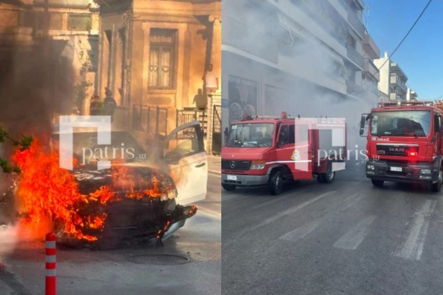 (ΦΩΤΟ) Παρανάλωμα του πυρός αυτοκίνητο στο κέντρο των Χανίων