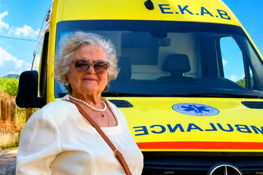87χρονη που είχε χάσει δύο παιδιά και τη νύφη της σε τροχαίο το 1992 έκανε δωρεά ασθενοφόρου στο ΕΚΑΒ Πάτρας