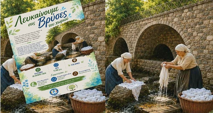 «Λευκαίνουμε στις Βρύσες» – Σαπούνι, νερό και παραμύθια: Αυτή την Κυριακή πλένουμε παραδοσιακά στο Κράσι!