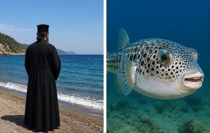 Επεισόδιο σε παραλία της Εύβοιας: Ρασοφόρος που παριστάνει τον μοναχό έκανε εξορκισμό σε λαγοκέφαλο και προέτρεψε 12χρονη να τον πιάσει