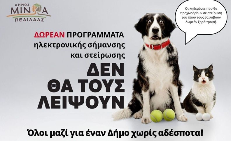 Δωρεάν κτηνιατρική δράση του Δήμου Μινώα Πεδιάδας για ευάλωτες κοινωνικές ομάδες και κτηνοτρόφους- Από 31 Ιουλίου έως 4 Αυγούστου