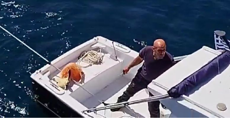 Συγκλονιστική διάσωση θαλάσσιας χελώνας στη Σύρο