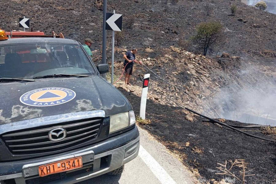 Συλλογική η προσπάθεια για την κατάσβεση της πυρκαγιάς μεταξύ Πόμπιας και Αληθινής